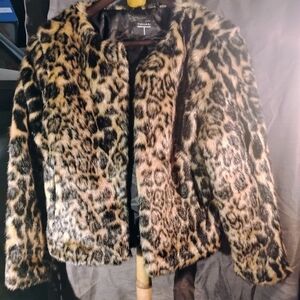 Tahari Animal Print Teddy Jacket